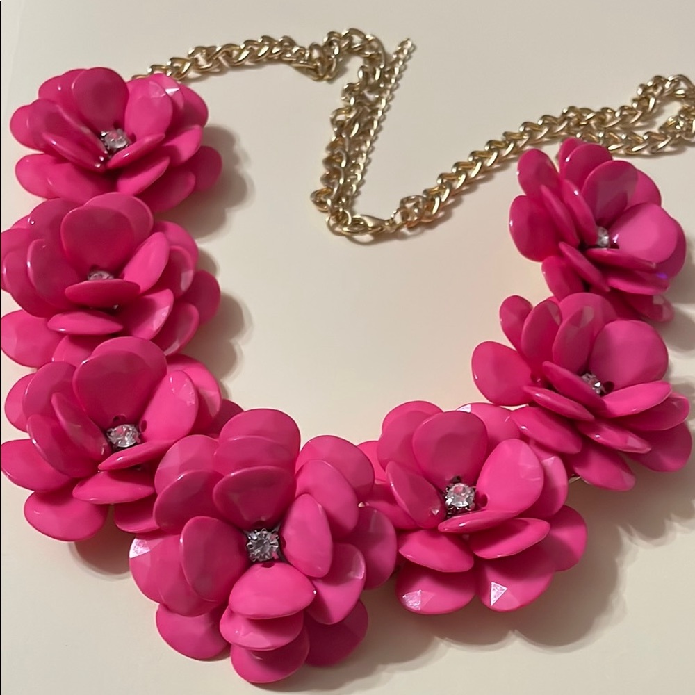 Pink Floral Statement Necklace